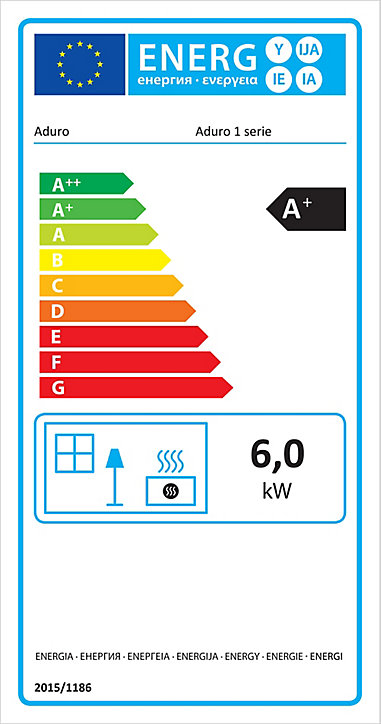 Poêle à bois en acier Aduro 1.1 6 kW 140m²