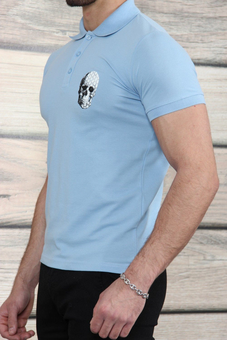 Polo tête de mort au dos bleu