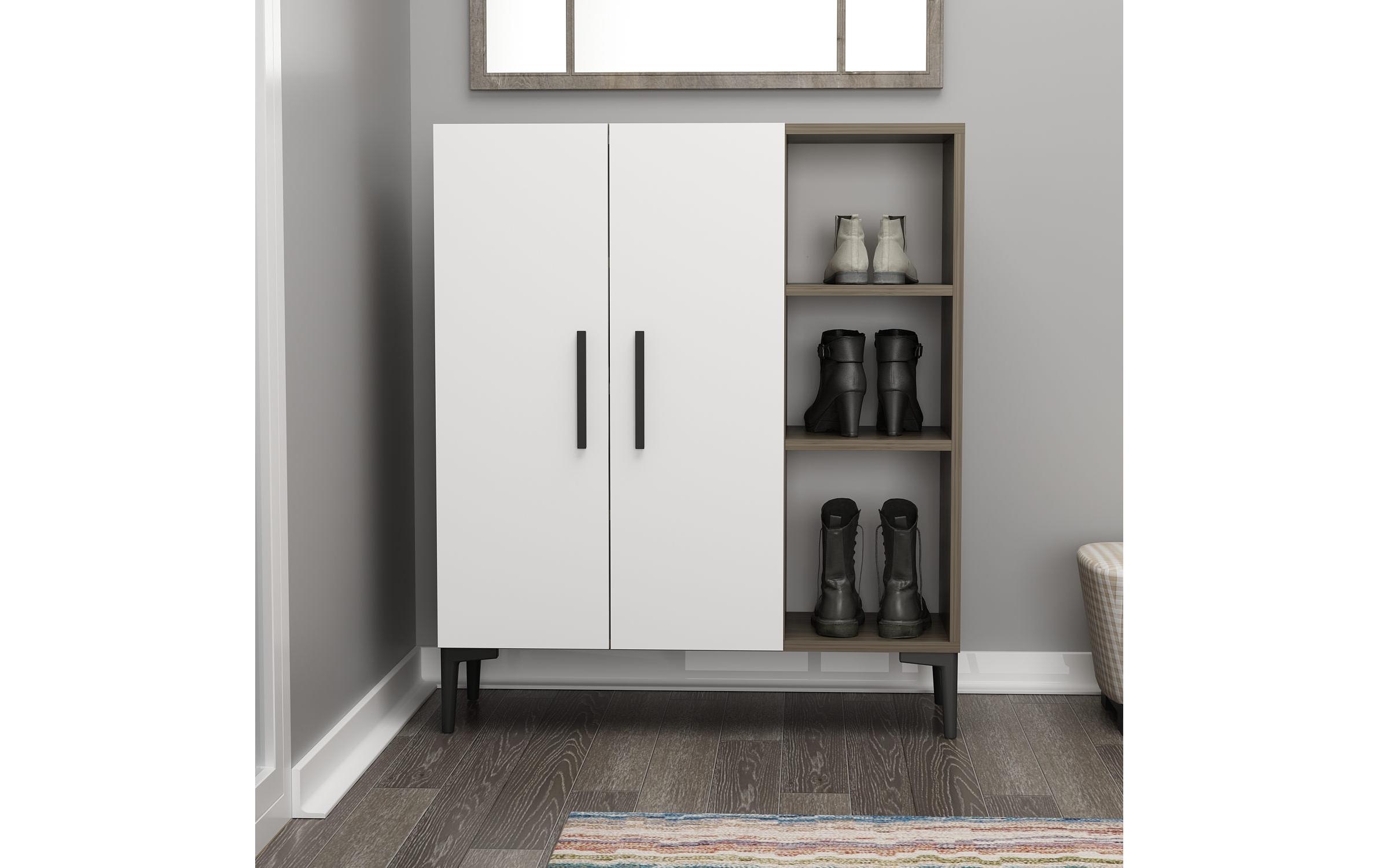 Kommode Viva 90 x 105 cm, Braun/Weiss<br>Hochwertiger Mehrzweckschrank