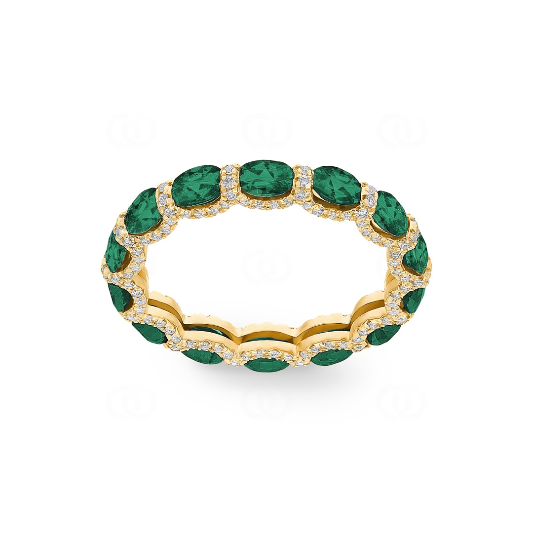 Mémoire-Ring 750/18 K Gelbgold mit Smaragden & Diamanten 0.41 ct H/si