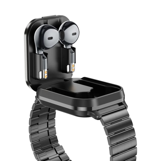 D8 Pro 2-i-1 Bluetooth-hovedtelefoner & Smart Watch Health Monitoring Stålrem