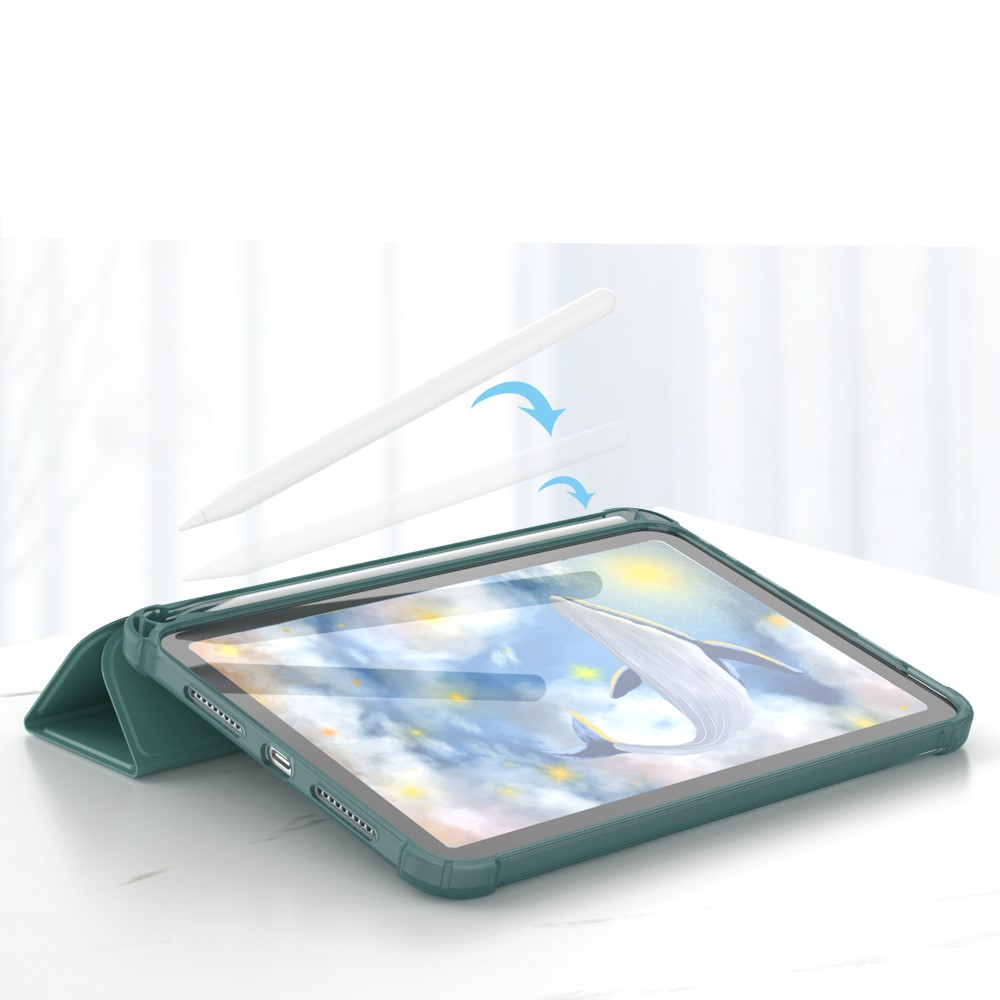 iPad Mini 7 (2024) / Mini 6 (2021) Leder Tasche Smart Case Hülle   Apple Pencil Halterung - Hellgrün
