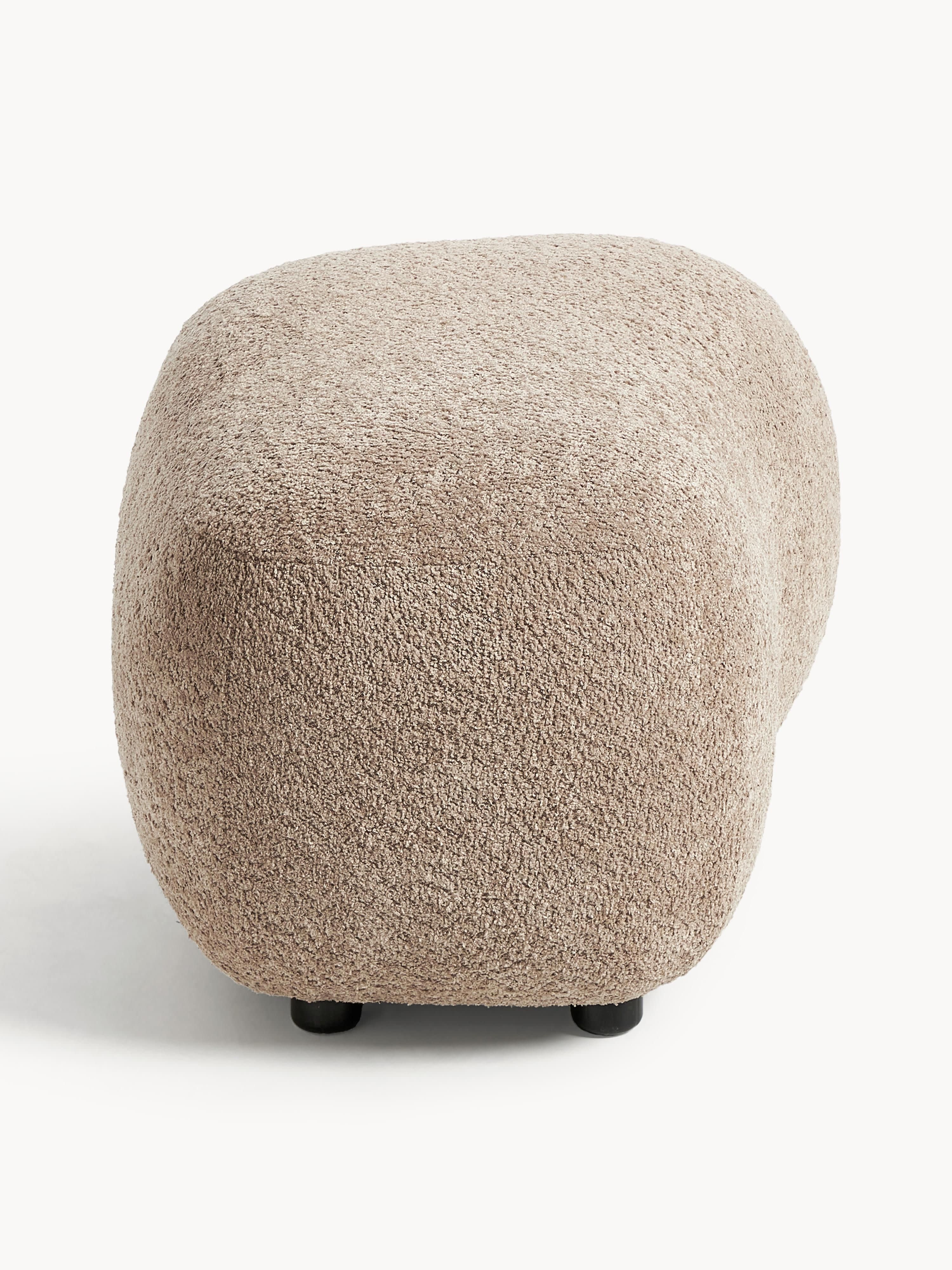 Poef Alba uit teddy-bouclé