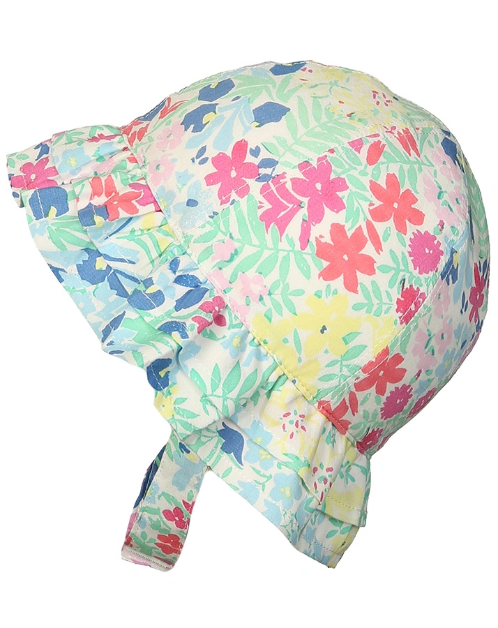 Sommerhut BUZZY FLORAL mit Bindeband in hellblau