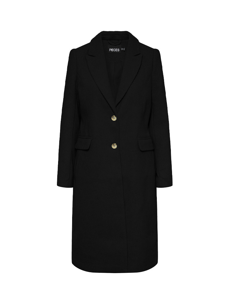 PIECES MANTEAU LONG EN LAINE BEA NOIR