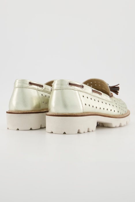 Leder-Loafer, Punktmuster, Quaste, Weite H