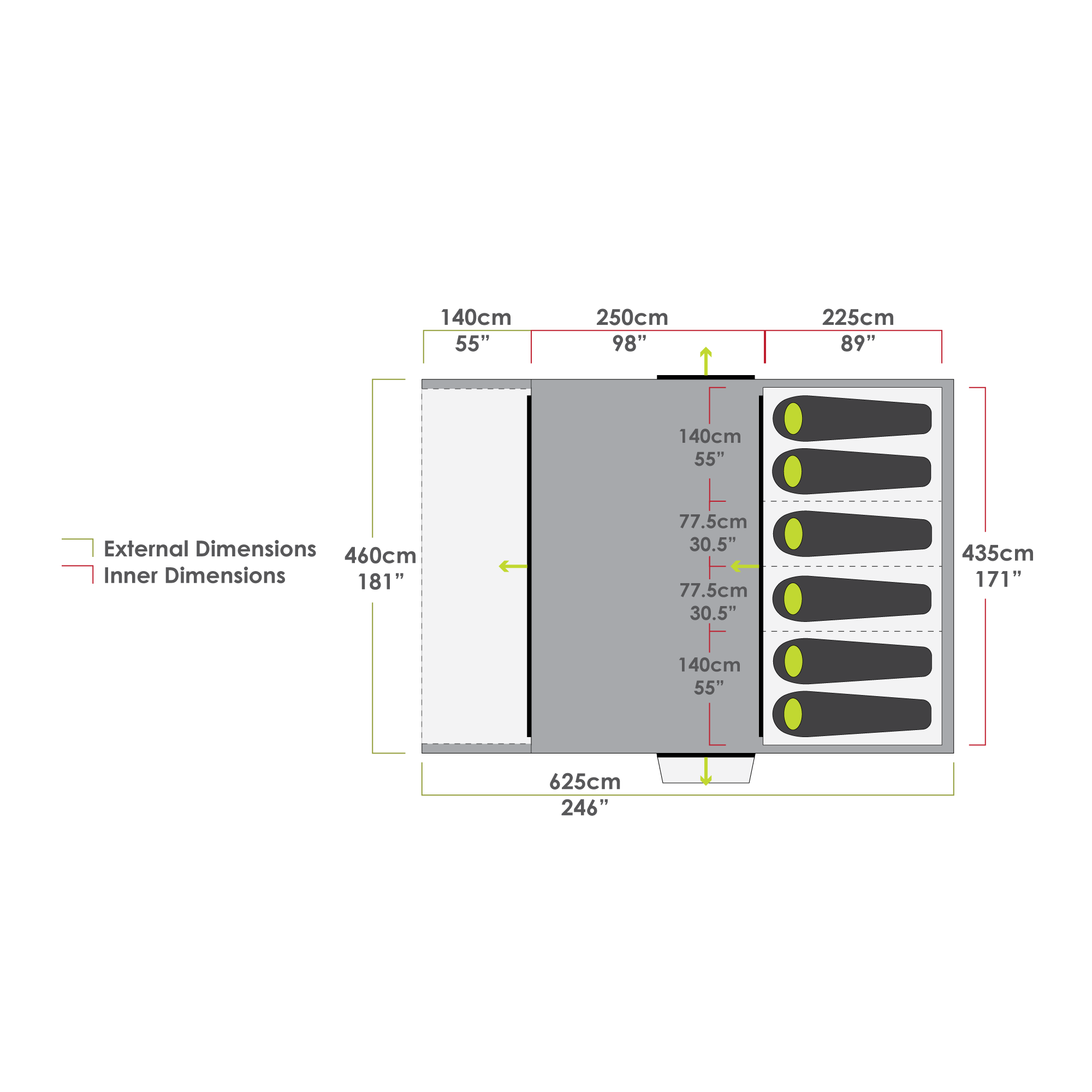 Zempire Pro TXL V2 opblaasbare tunneltent