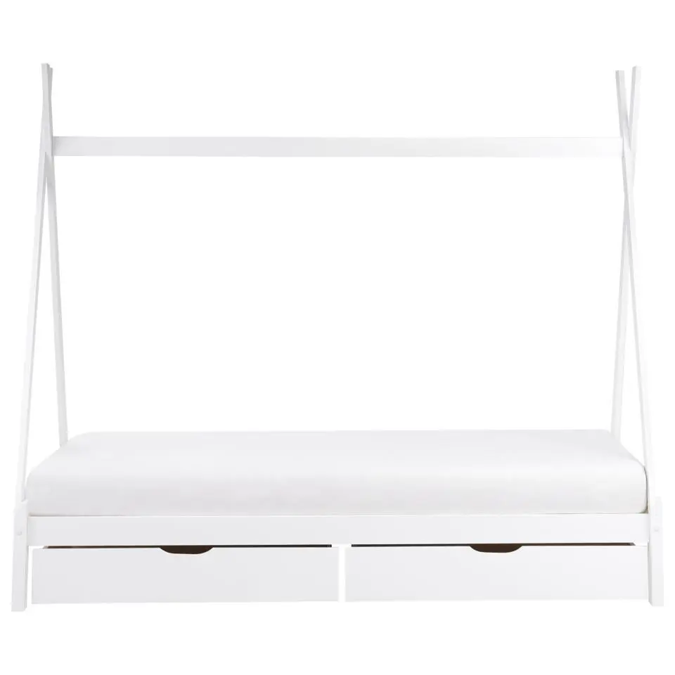 DEVAY - Kinderbed met opbergruimte - Wit - 90 x 200 cm - Grenenhout