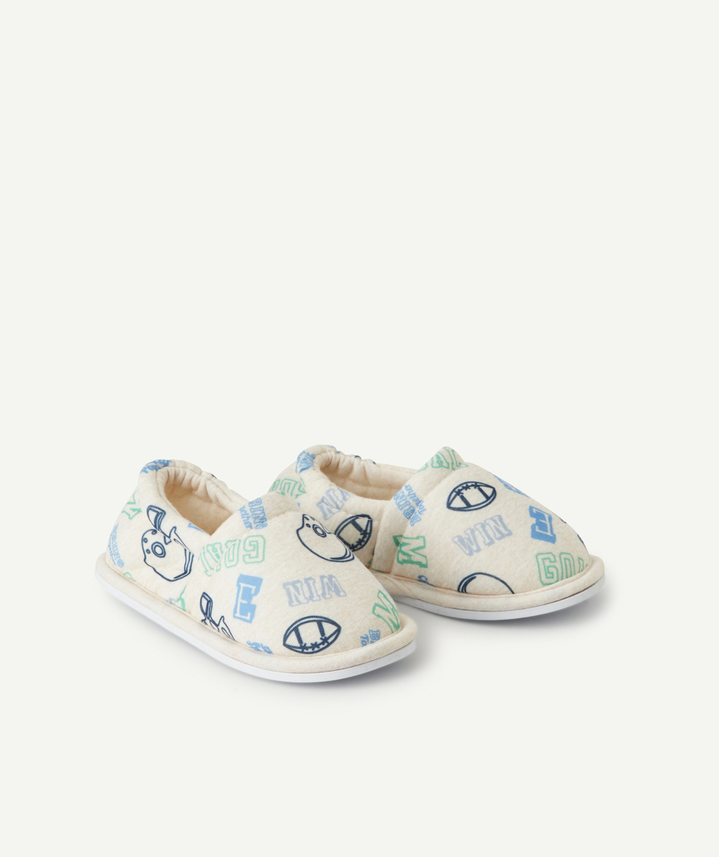 chaussons garçon écru chiné imprimé thème rudby