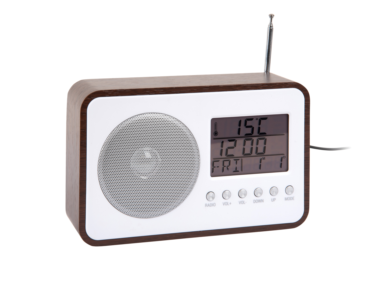 Wekker FM Radio - Donker hout