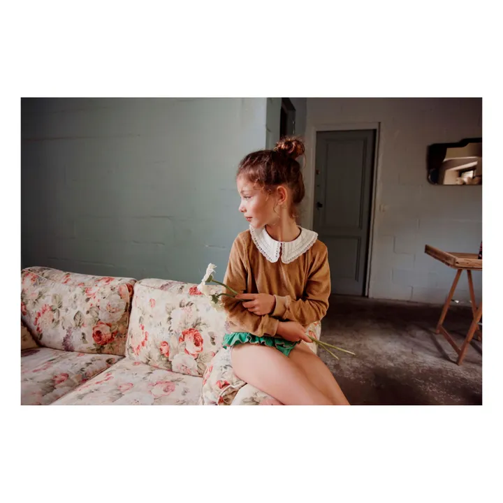 Emile et Ida Sweat Coton Bio Col Brodé | Ocre