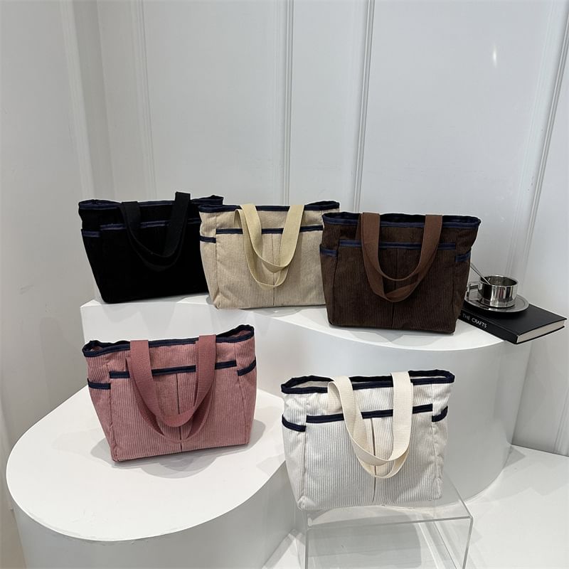Kleevelind - Corduroy Tote Bag met contrasterende rand