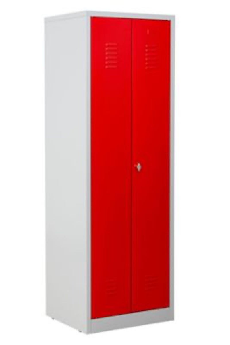PROREGAL Metalen Locker Flamingo HxBxD 180 x 60 x 50 cm Hangslot Grijs-Rood