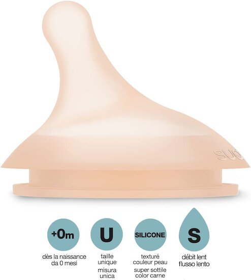 Lot de 2 tétines anti-colique pour biberon ZERØ.ZERØ   Débit lent   de               Suavinex