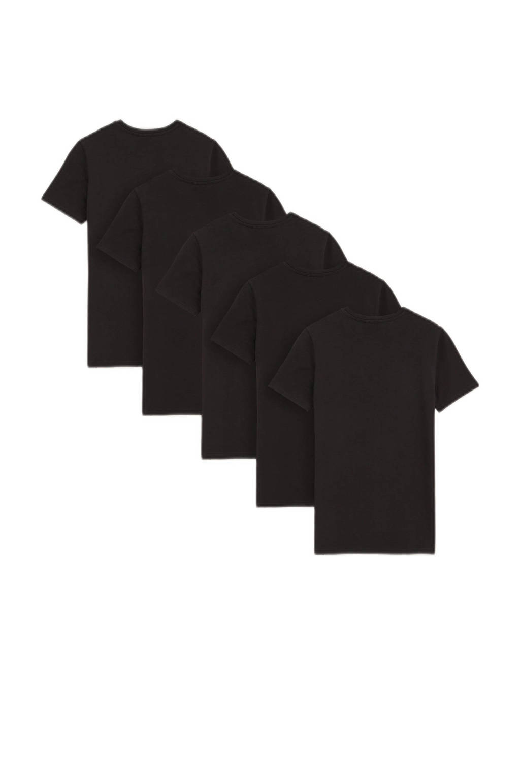 WE Fashion t-shirt - set van 5 zwart