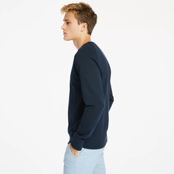 Sweat à col rond et envers bouclé Exeter pour homme en bleu marine