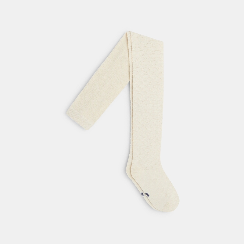 Collant en tricot fantaisie beige fille