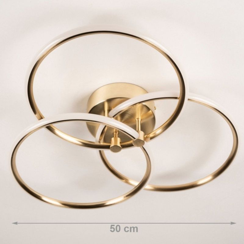 Moderne - Led Plafondlamp - Goud - Dimbaar - Drie Cirkels