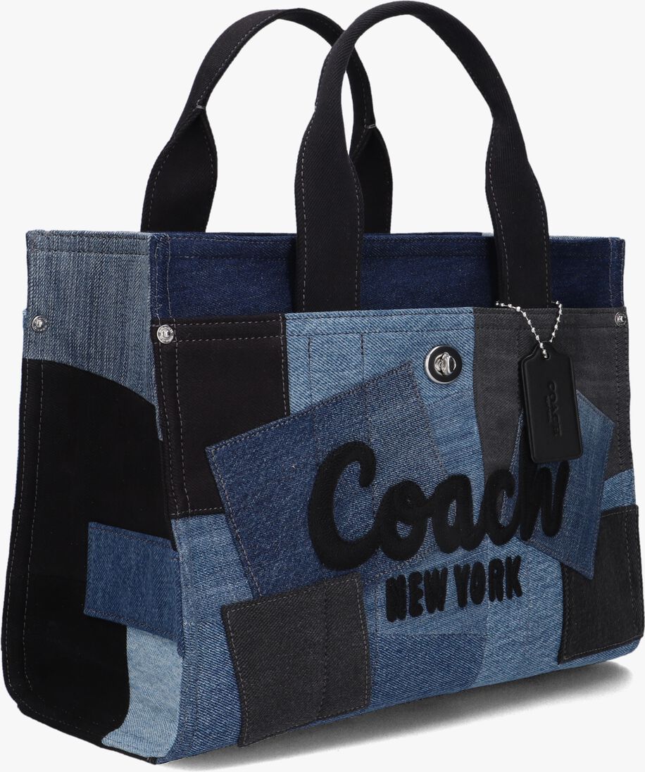 blauwe coach handtas patchwork denim cargo tote