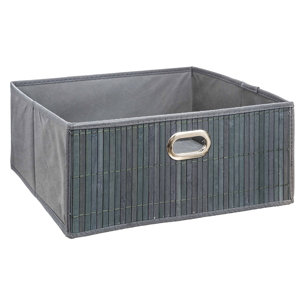 Panier de rangement bambou gris 31x31x15cm