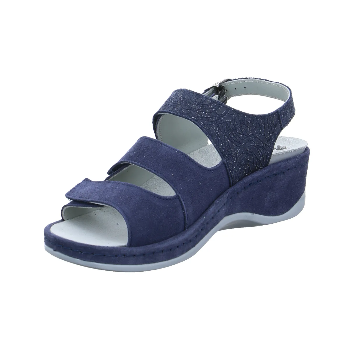 MUBB Comfort-Sandalette Blau Leder  mit Wechselfussbett