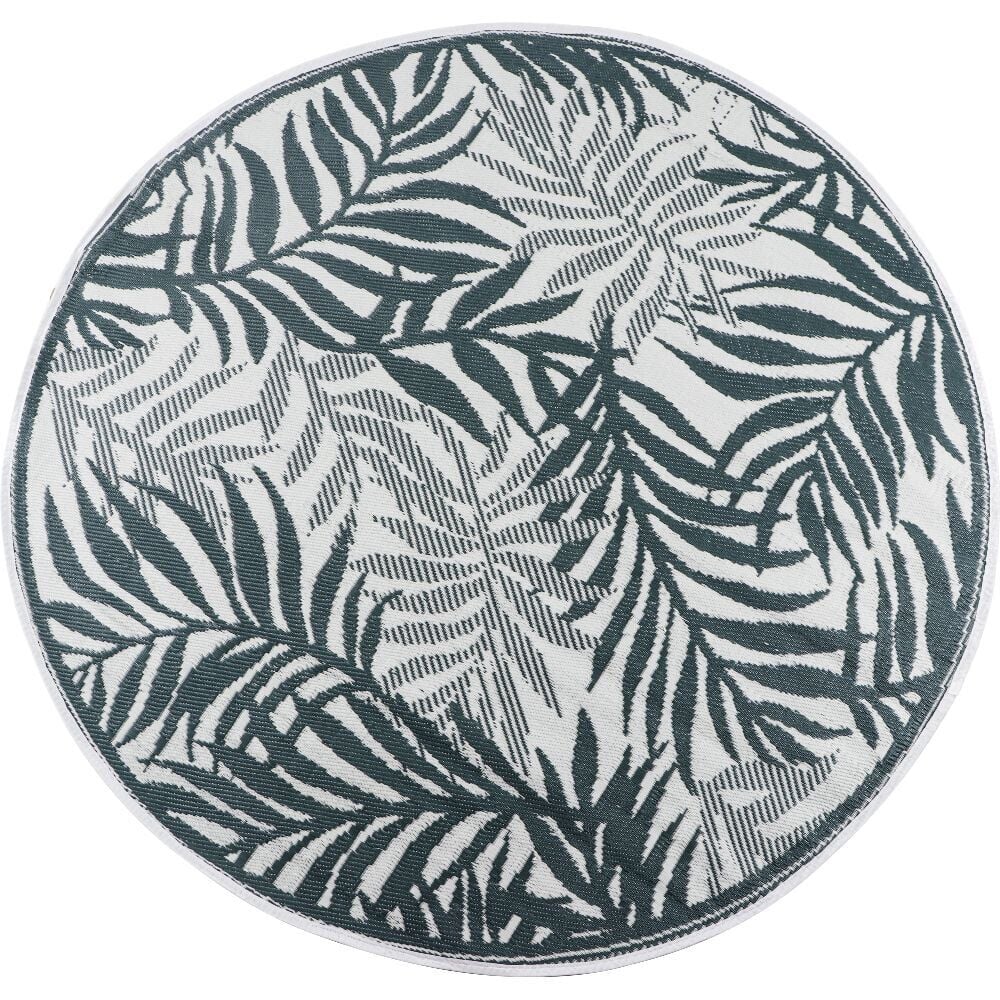 Tapis d'extérieur India rond motif feuillage vert Ø180 cm