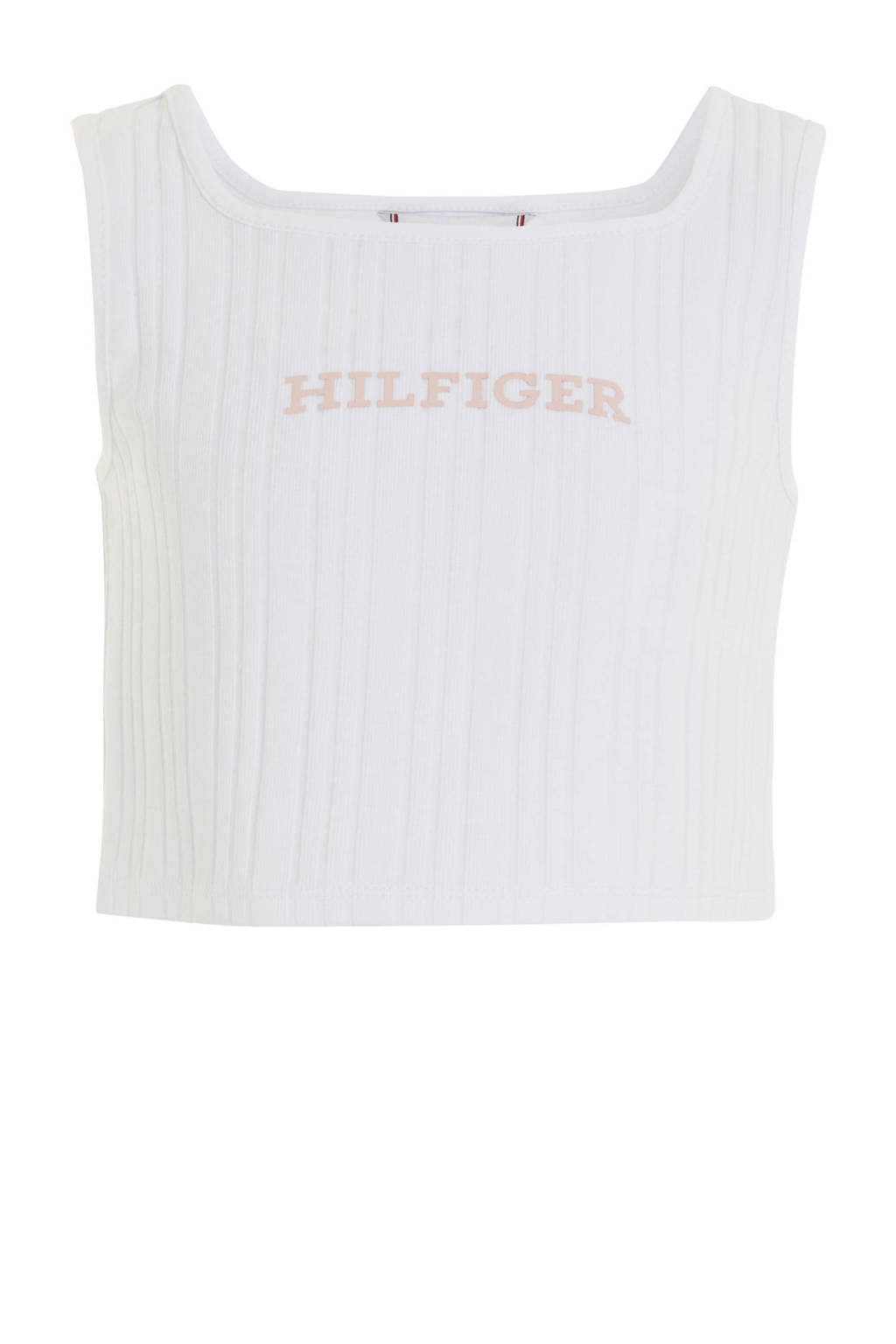 Tommy Hilfiger top met tekst wit/lichtroze