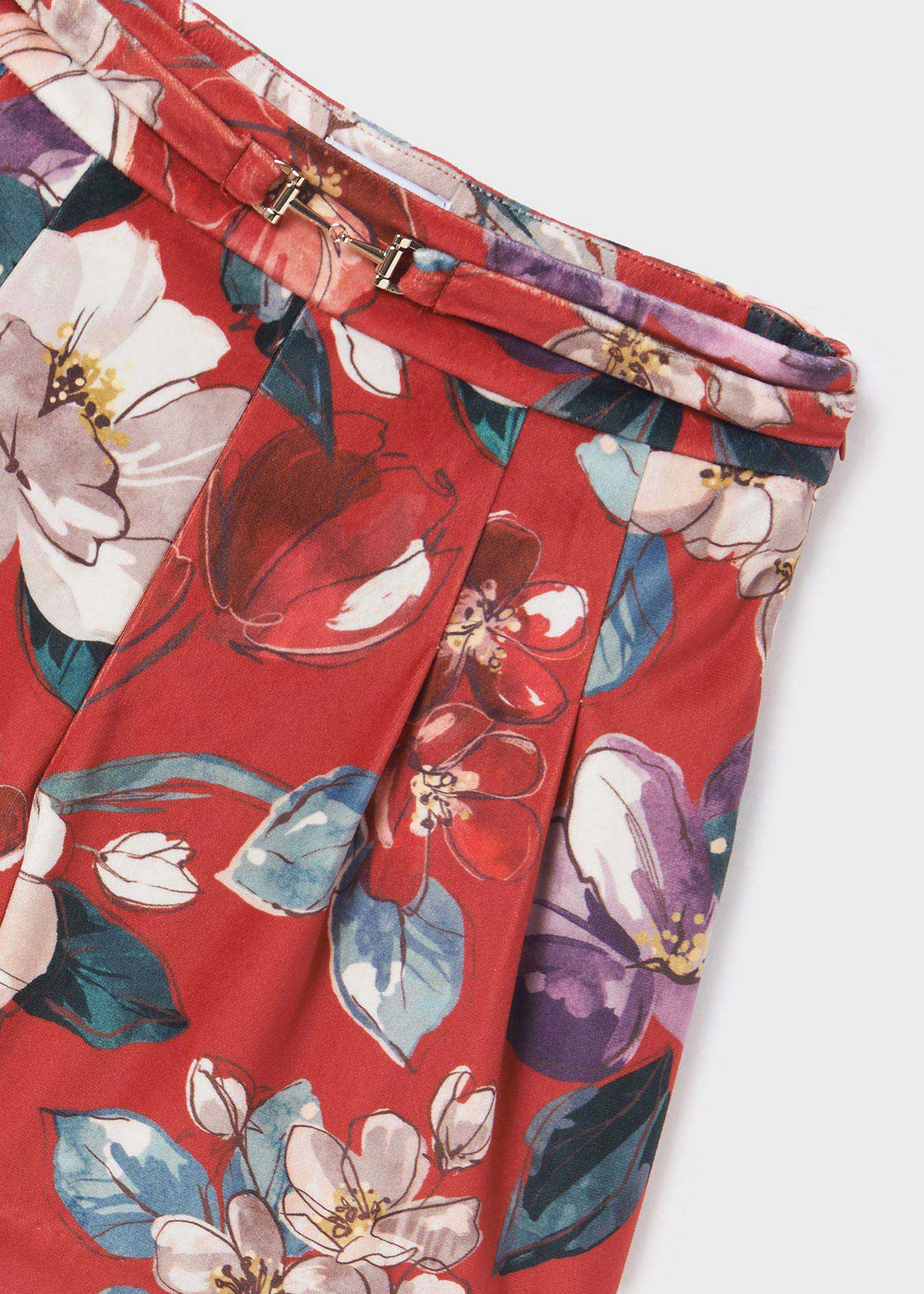 Calças culote de veludo estampado para meninas