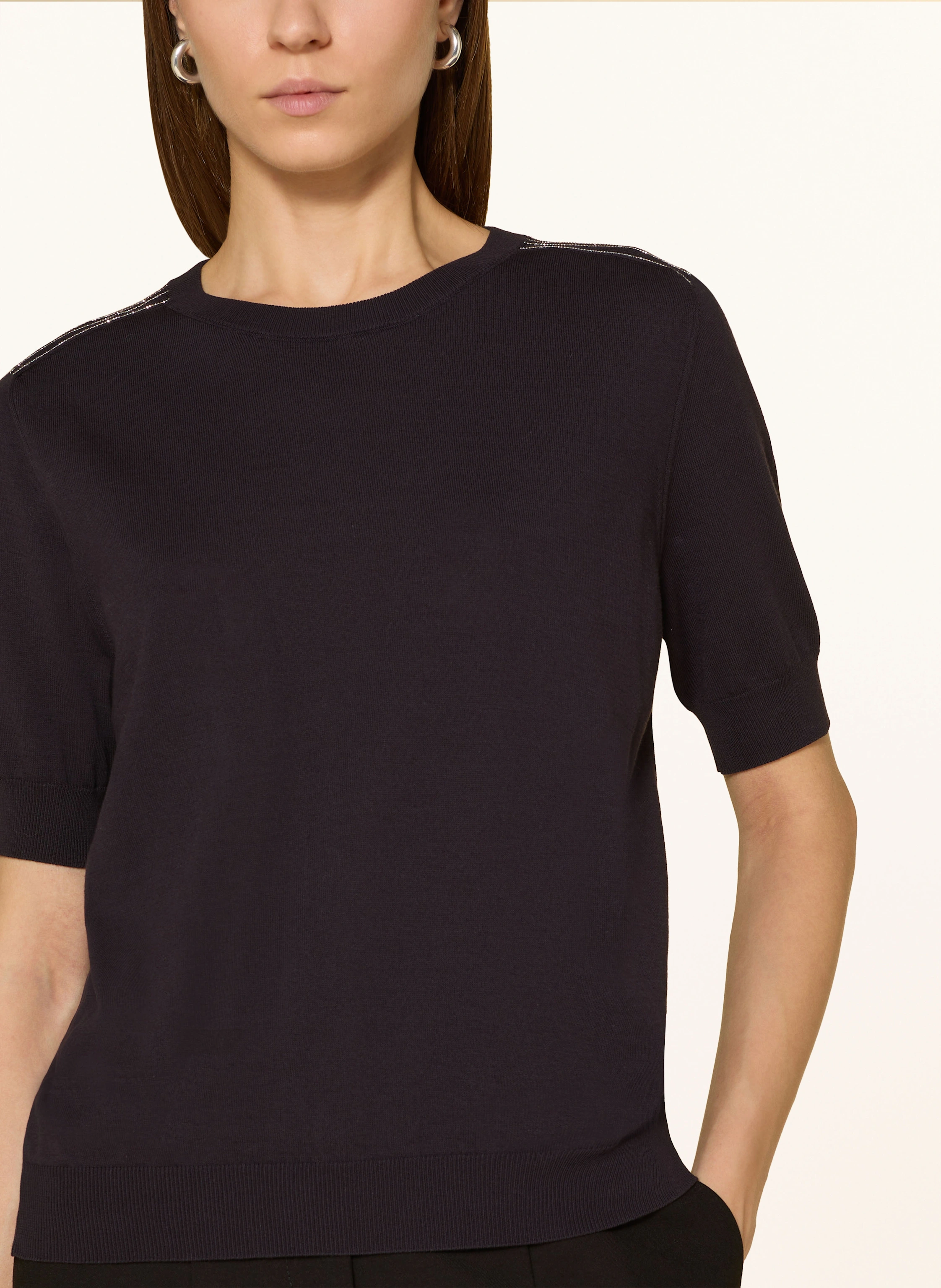PESERICO Strickshirt mit Schmuckperlen