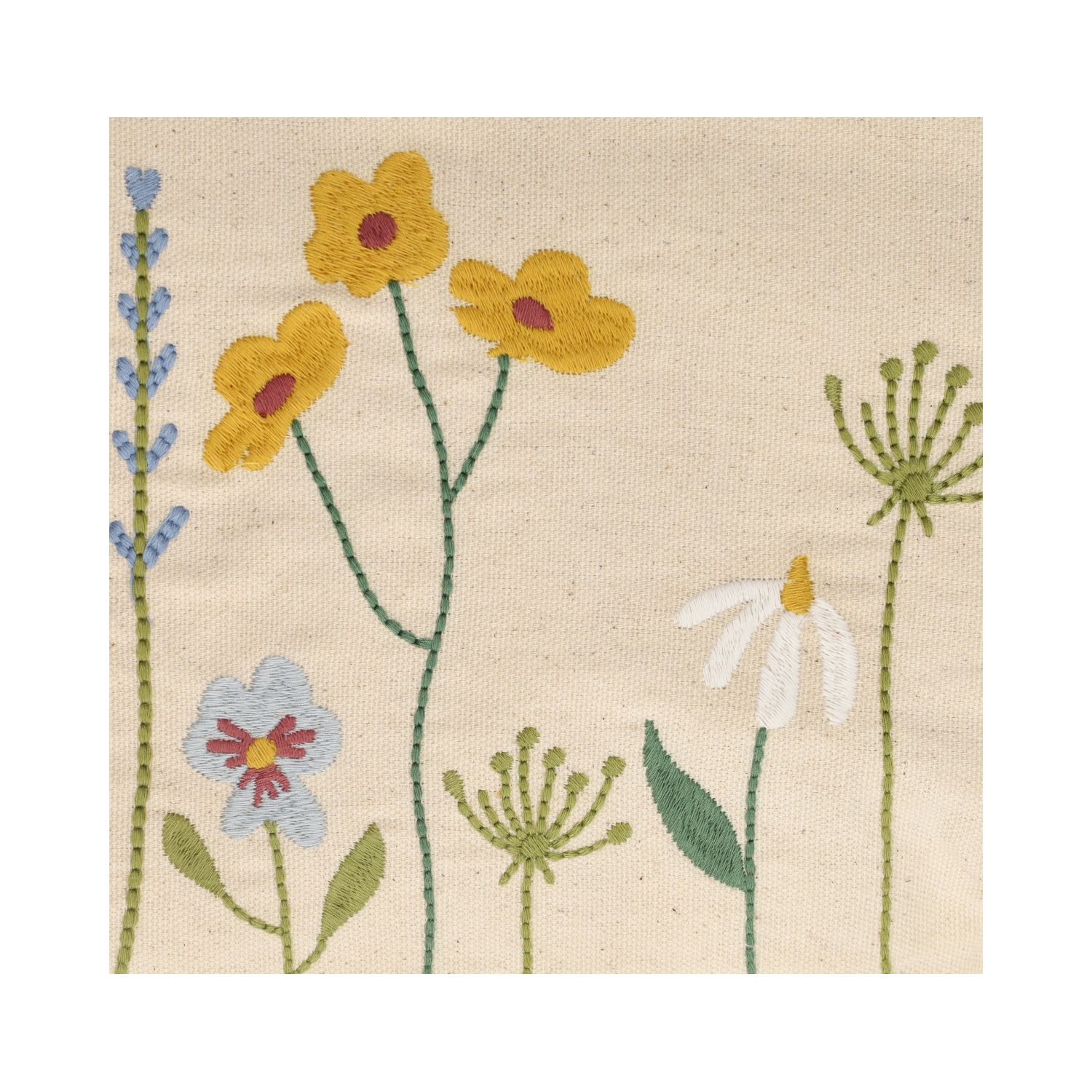 Kussen, bio-katoen, lentebloemen, 30 x 50 cm