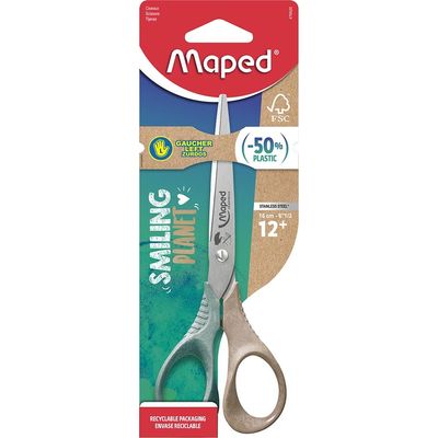 Maped Smiling Planet - Ciseaux Shape pour gaucher 16 cm - disponible dans différentes couleurs - en bois
