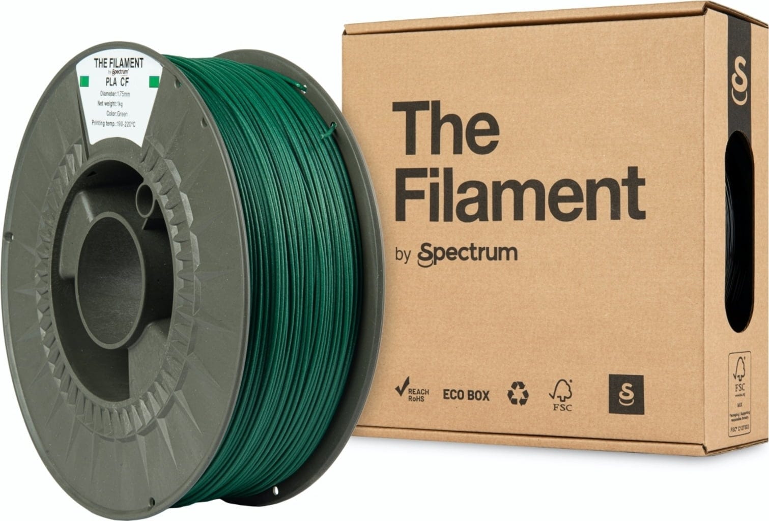 The Filament  PLA CF Green, 1,75 mm / 1000 g    Kohlefaserverstärktes PLA in Green