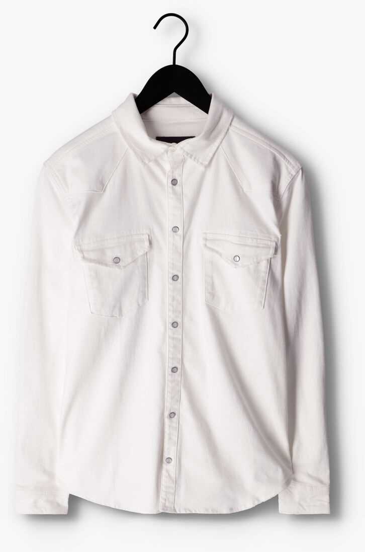PUREWHITE witte purewhite overshirt denim shirt with pressbuttons and pockets on chest