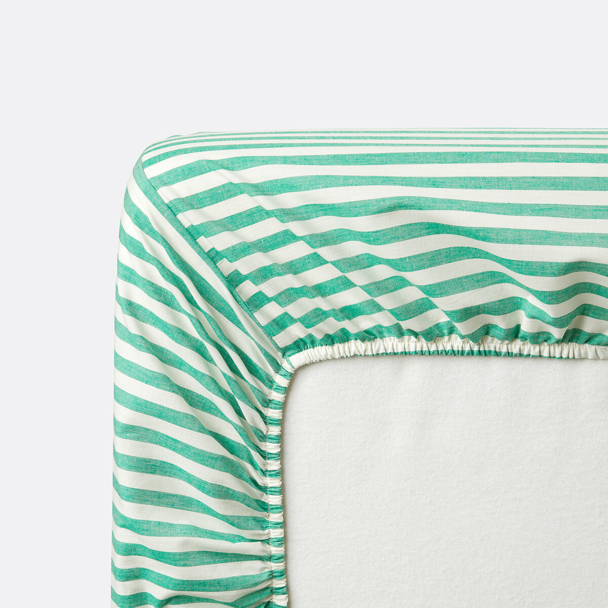 LA REDOUTE INTERIEURS<br>Lençol de algodão dobrável 30 cm, verde, Soizic