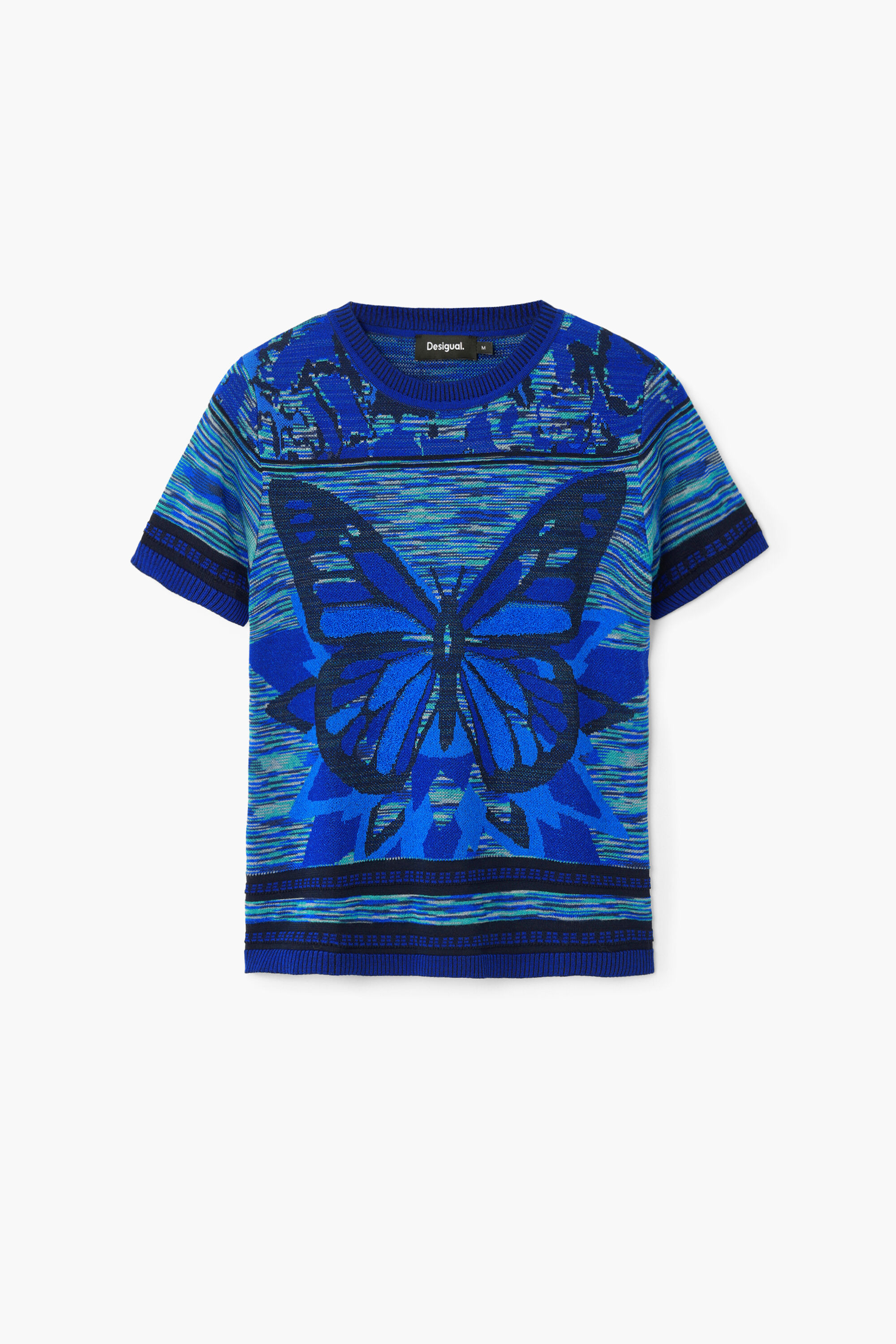 Camiseta de tricô com estampa de borboleta