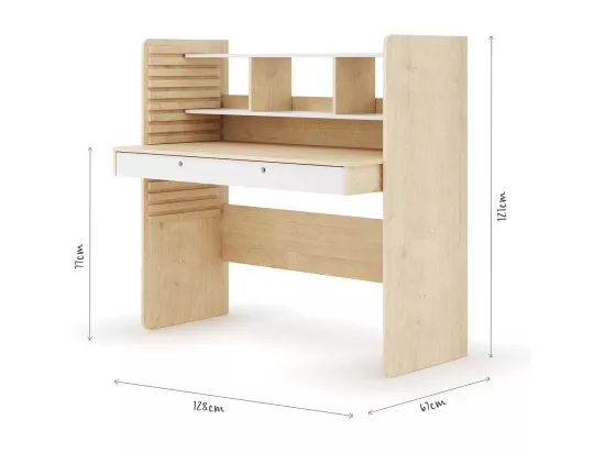 Bureau évolutif avec rangement panneaux de fibres bois et blanc LEWIS