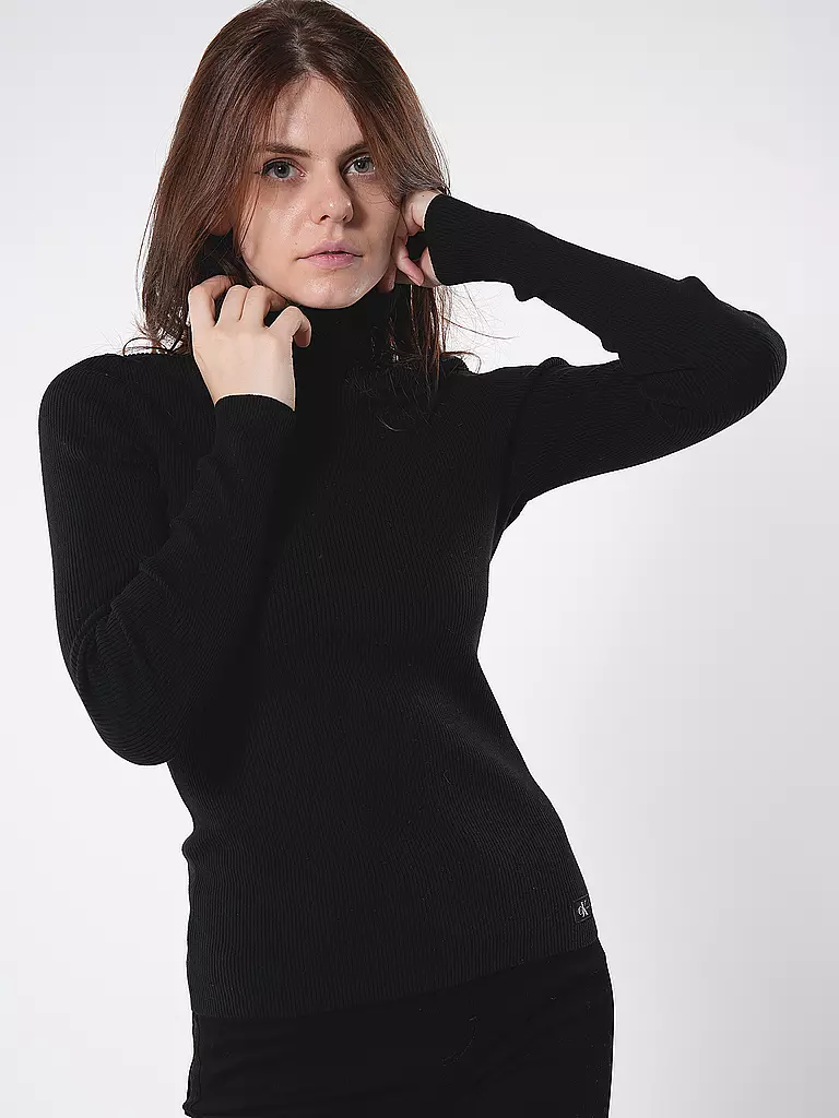 CALVIN KLEIN JEANS Rollkragenpullover schwarz