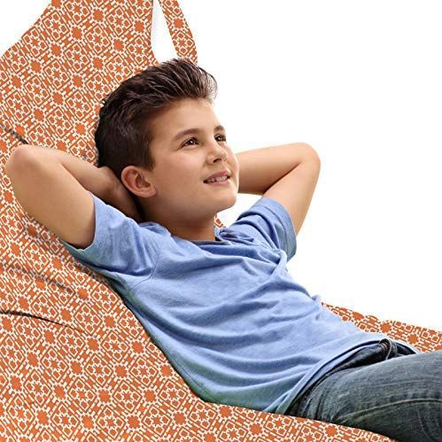 ABAKUHAUS oosters Zitzak, Jumble Ethnic Tile Like, Veel Ruimte om Zacht Speelgoed als Knuffels in op te Bergen, met Handvat, Gebrand Sienna en Multicolor