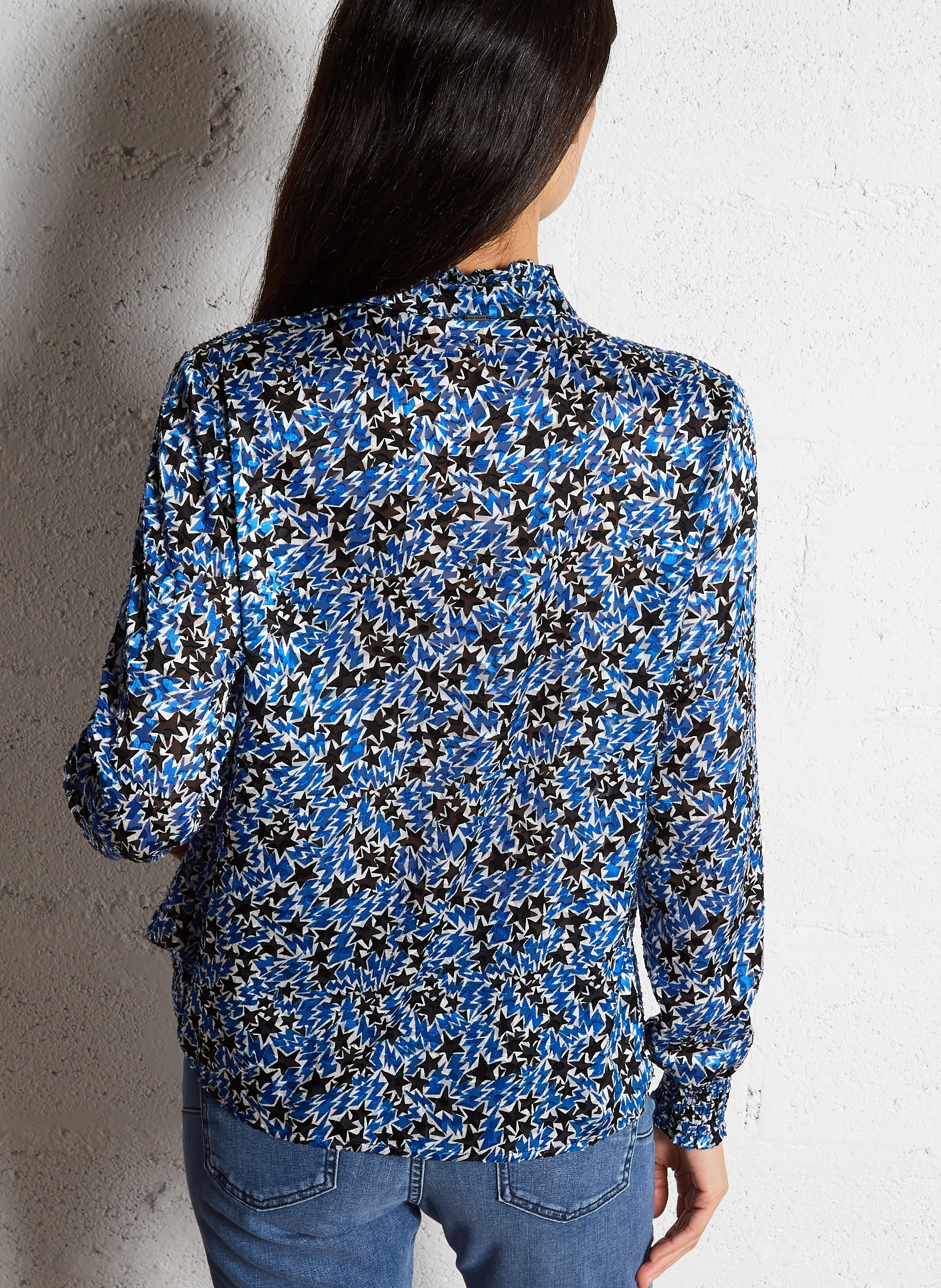 Blouse ample à encolure V | Bleu
