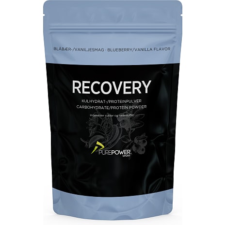 Protein- og kulhydratpulver m. blåbær- og vaniljesmag
