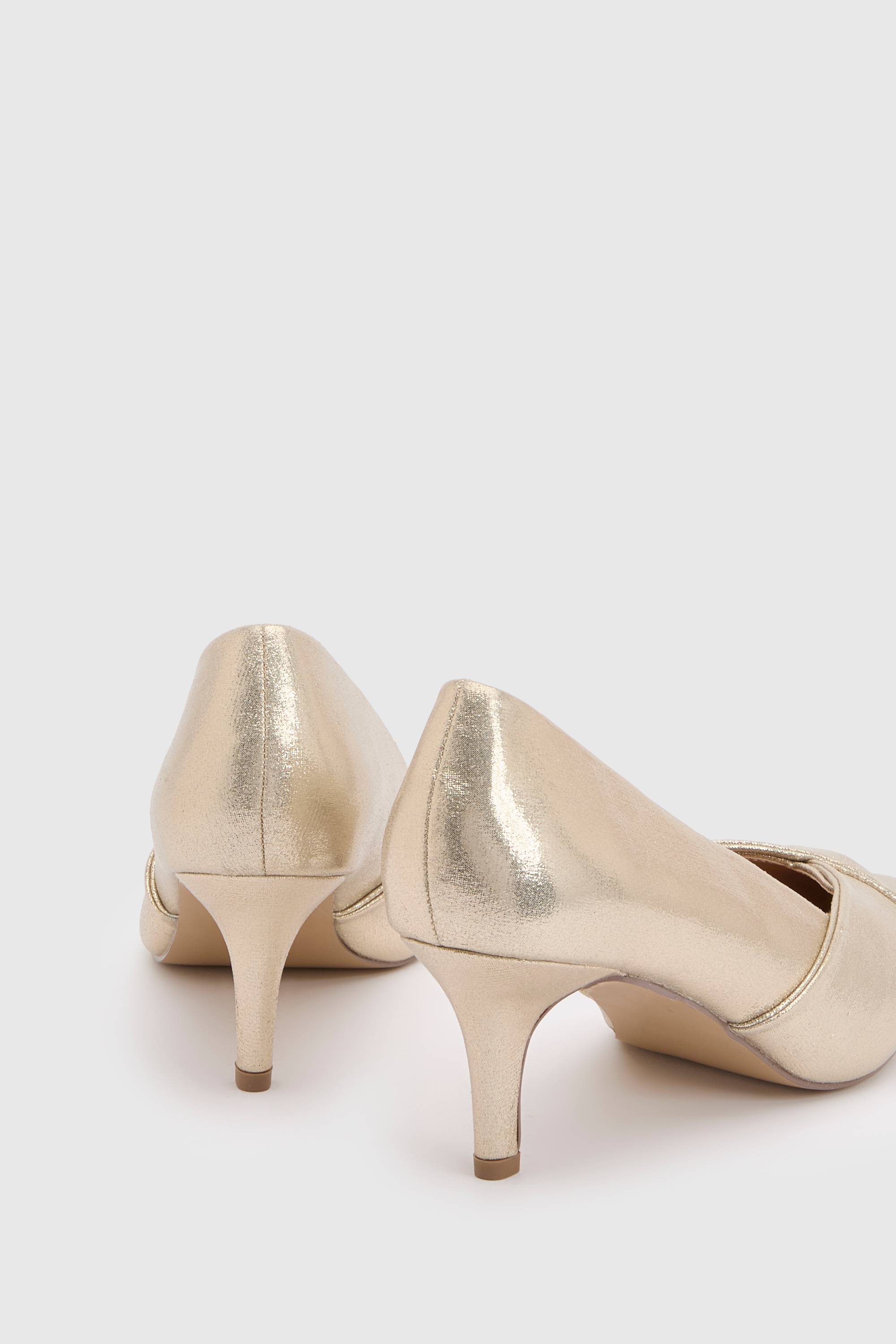 Wallis Chaussures De Cour À Talon Bobine Avec Chaussette Confort, Détail Torsadé À L'avant, Textile Métallisé Delina Coupe Large
