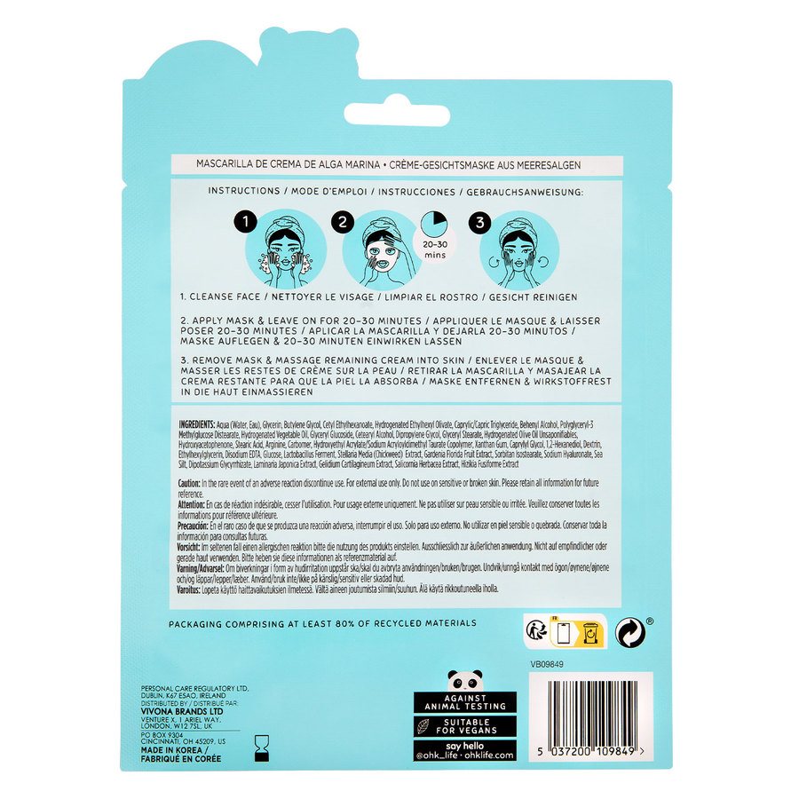 Oh K! Marine Algae and Sea Clay Cream Sheet Mask