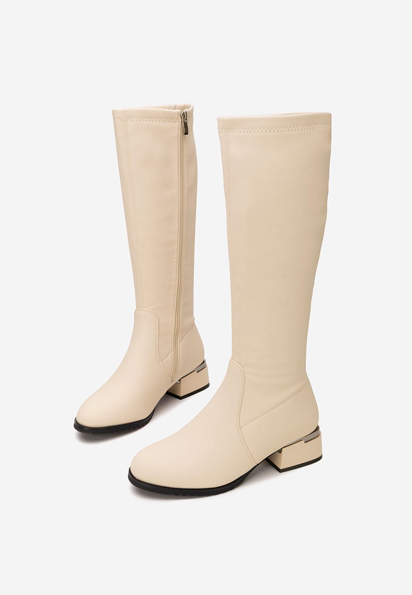 Bottes à petit talon beige Delmara