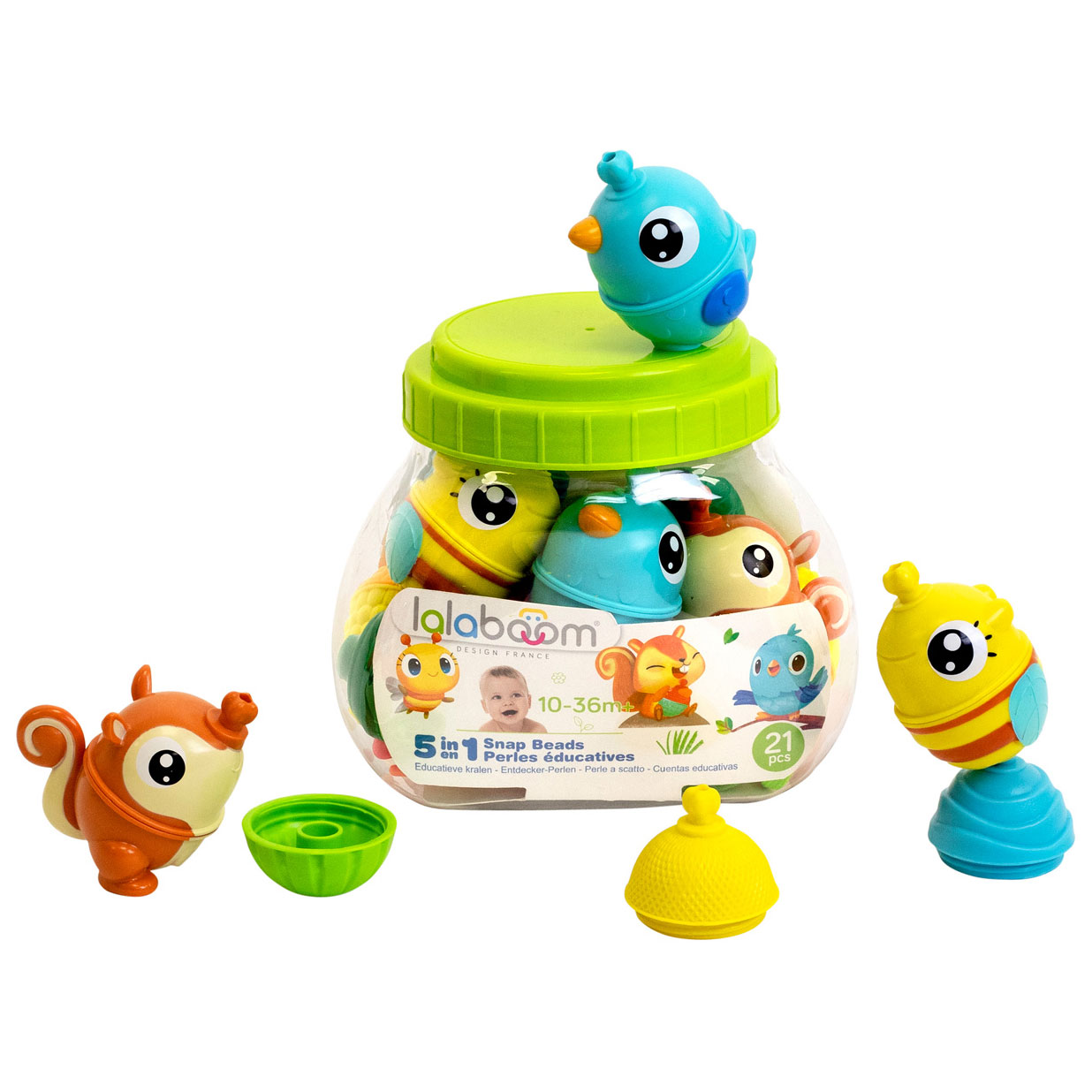 Lalaboom - Educatieve kralen met 3 dieren, 21dlg.