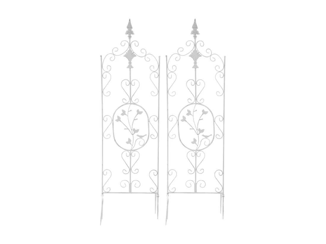 Lot de 2 treillis métal blanche 35 x 1 x 122 cm 10_0003826