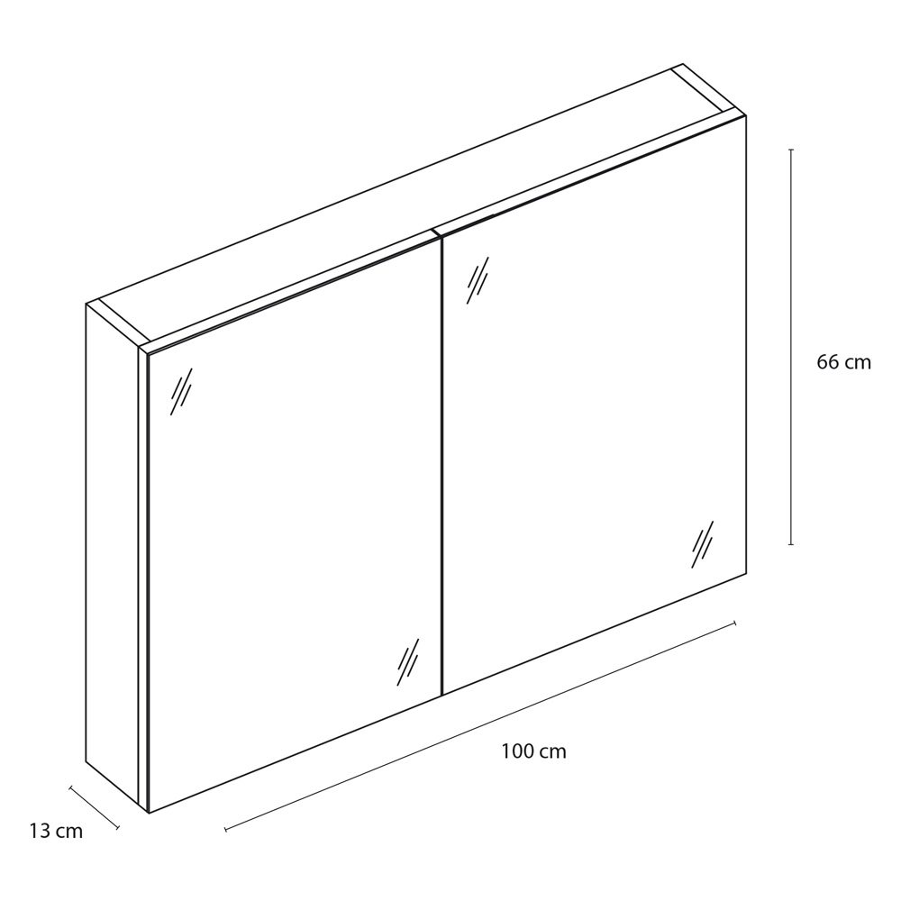 Differnz Somero spiegelkast 100cm hoogglans wit