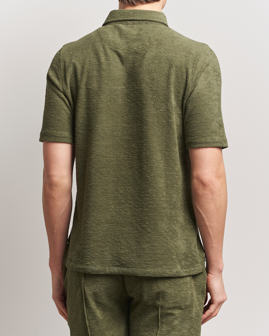 Stenströms Terry Slub Cotton Polo Green