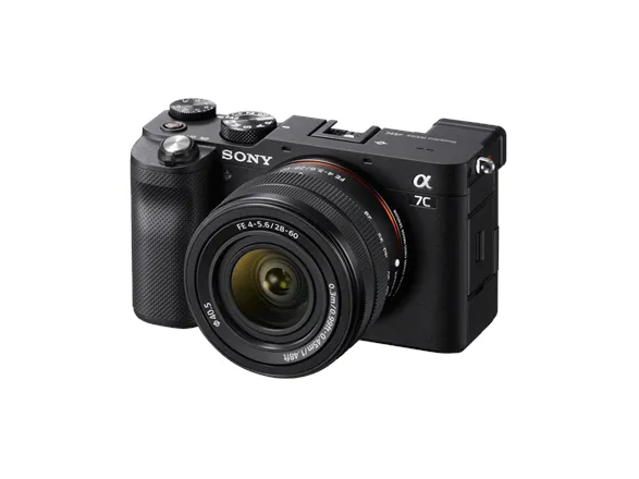 Sony a7C ILCE-7CL - Digitalkamera - spejlløst - 24.2 MP - Full Frame - 4K / 30 fps - 2.1x optisk zoom 28 - 60 mm objektiv - Wireless LAN, NFC, Bluetooth - sort
