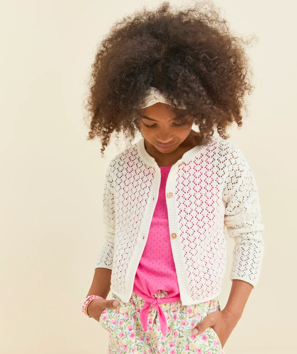 CARDIGAN FILLE EN CROCHET BLANC