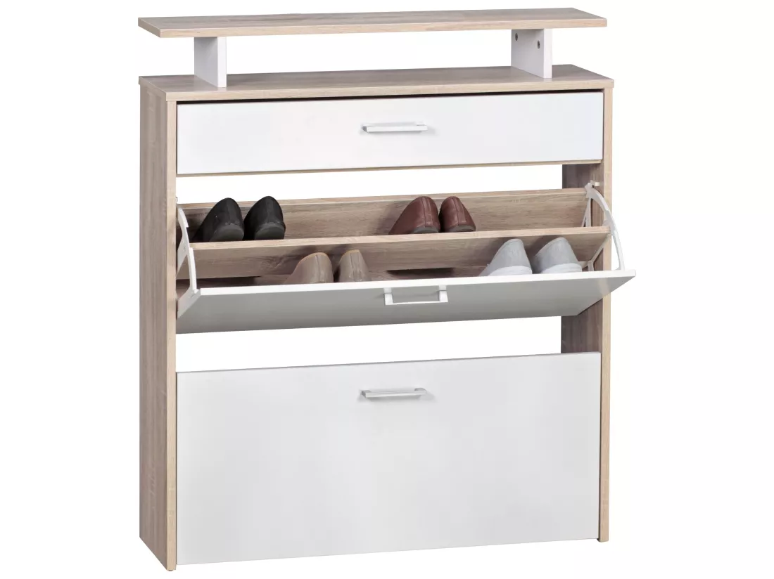 Armoire à chaussures Bois 80x94x24 cm Étagère à chaussures 16 paires